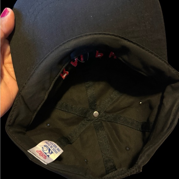 Vintage POLO Ralph Lauren Hat Spell Out Embroidered Cap 90s Strapback Black - Picture 3 of 6